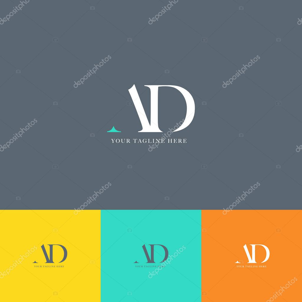 AD Letters Logo with Business Card Template Vector