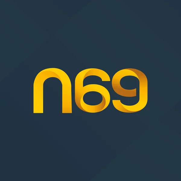 Společný dopis a číslo logo N69 — Stockový vektor