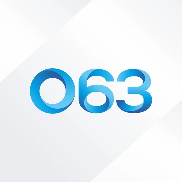 Gezamenlijke brief en nummer logo O63 — Stockvector