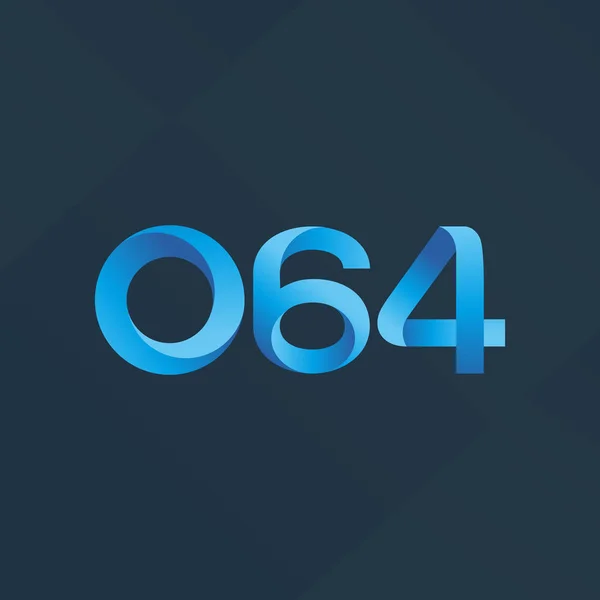 Gezamenlijke brief en nummer logo O64 — Stockvector
