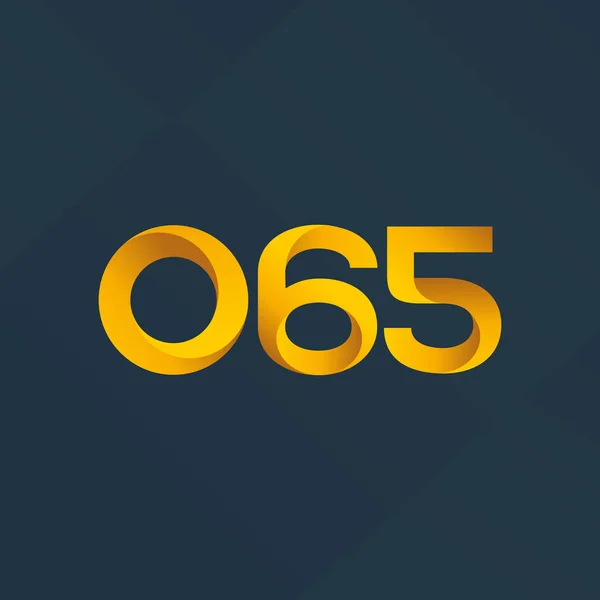 Gezamenlijke brief en nummer logo O65 — Stockvector