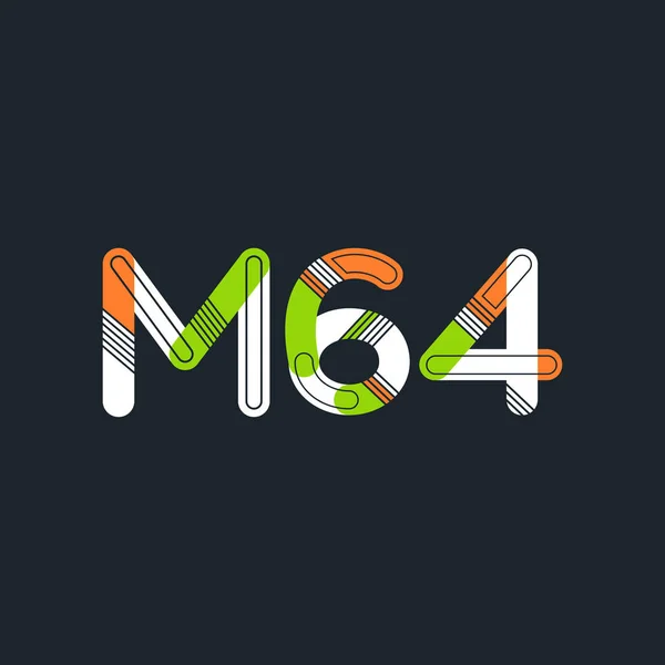 Logotipo de letra y dígito M64 — Vector de stock