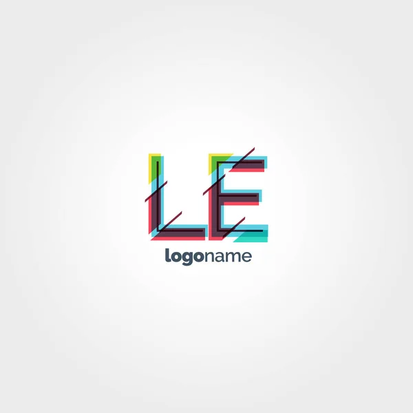 LE letras multicolores logo — Vector de stock