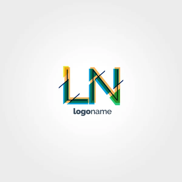 LN multicolored letters logo — Stock Vector