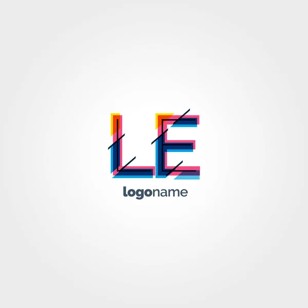 LE multicolored letters logo — Stock Vector