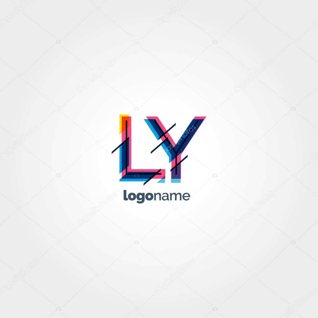 LY multicolored Letters Company Logo template. Vector illustration, corporate identity
