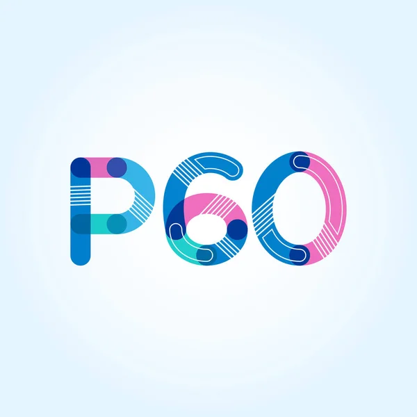 Logotipo de letra y dígito P60 — Vector de stock