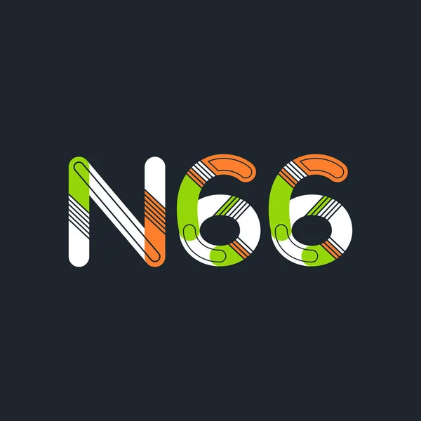 Logo común de la carta N66 — Vector de stock
