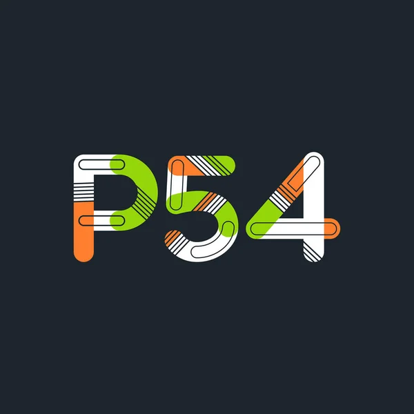 Buchstabe und Ziffer Logo p54 — Stockvektor