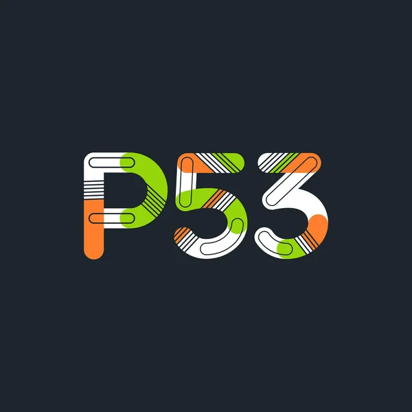 Logotipo de letra y dígito P53 — Vector de stock