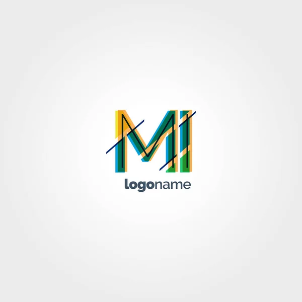 Logo de letras multicolores MI — Vector de stock