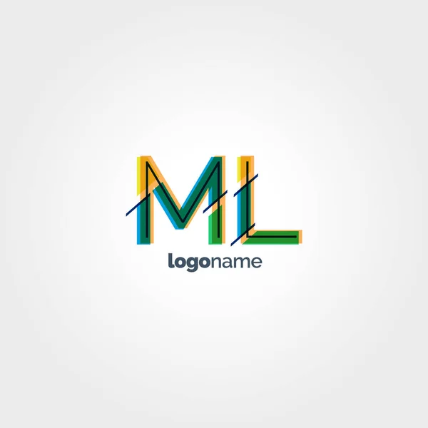 ML letras multicolores logotipo — Vector de stock