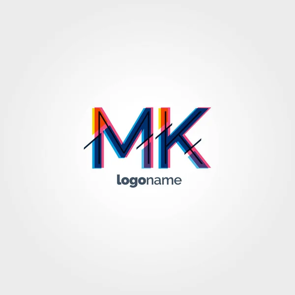 MK multicolored letters logo — Stock Vector