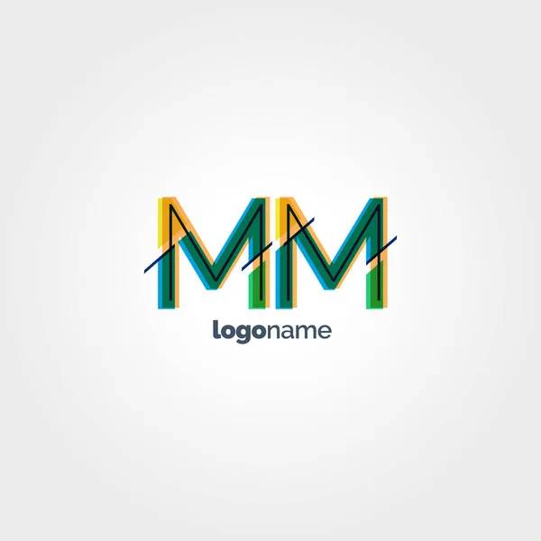 MM letras multicolores logo — Vector de stock