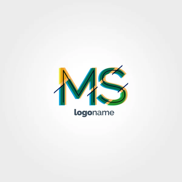 Logo letras multicolores MS — Vector de stock