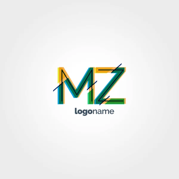 MZ çok renkli logo harfleri — Stok Vektör