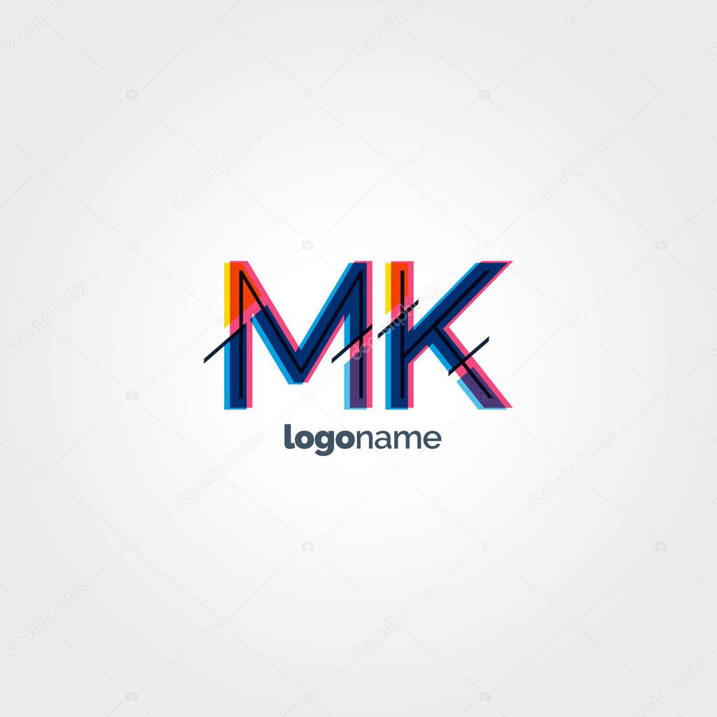 MK multicolored Letters Company Logo template. Vector illustration, corporate identity