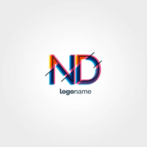 Nd-Logo in bunten Buchstaben — Stockvektor