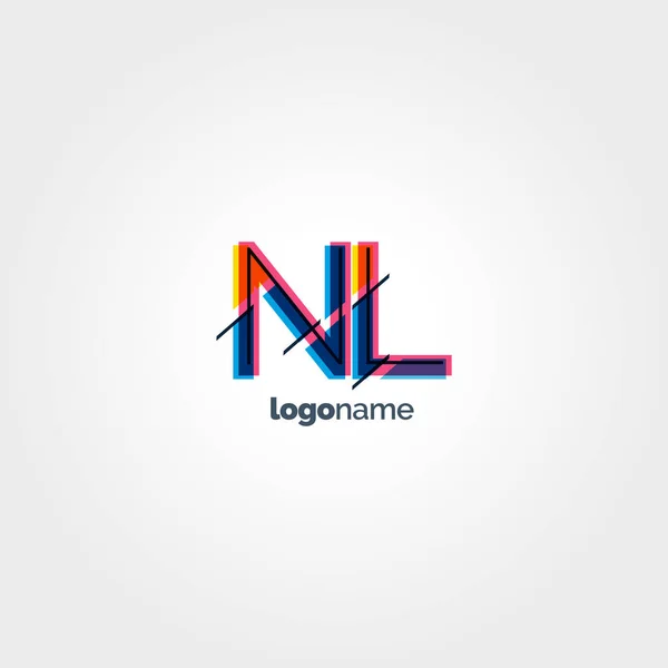 NL multicolored letters logo — Stock Vector