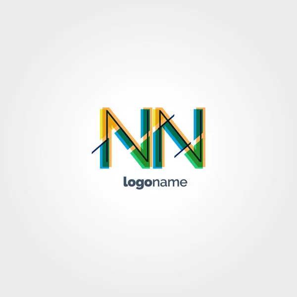 Логотип різнокольорових літер NN — стоковий вектор