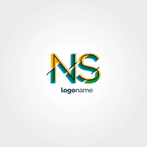 Logo NS letras multicolores — Vector de stock