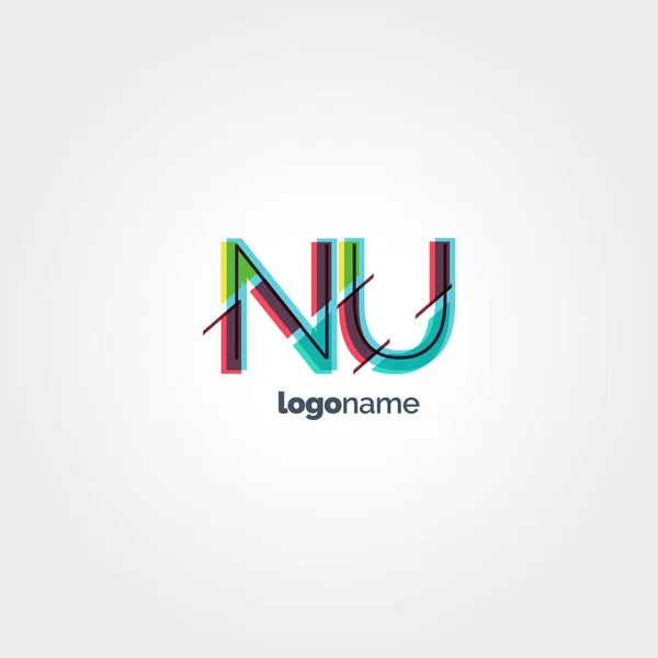 Logotipo de letras multicolores NU — Vector de stock