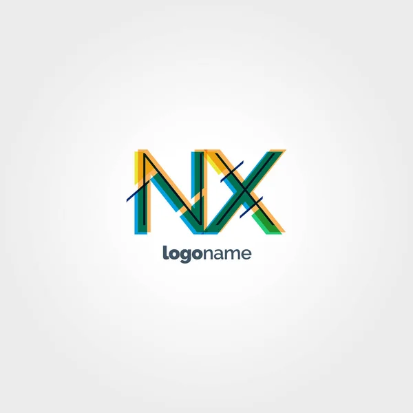 Logo de letras multicolores NX — Vector de stock
