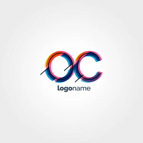 Логотип різнокольорових літер OC — стоковий вектор