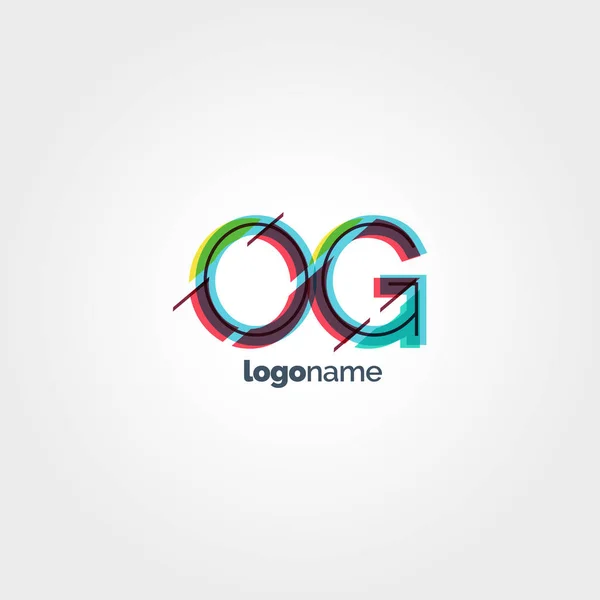 OG letras multicoloridas logotipo —  Vetores de Stock