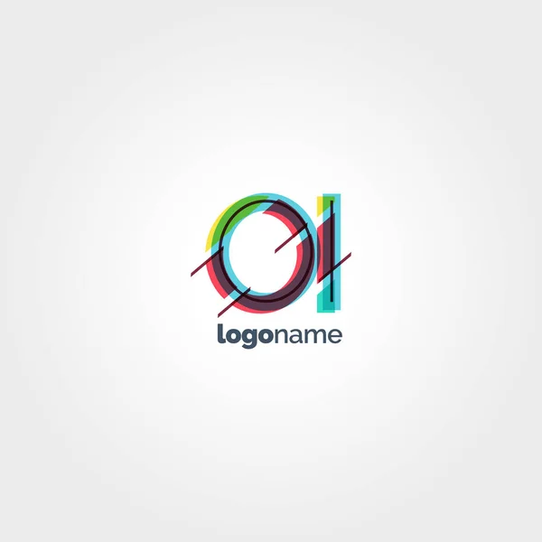 OI multicolored letters logo — Stock Vector