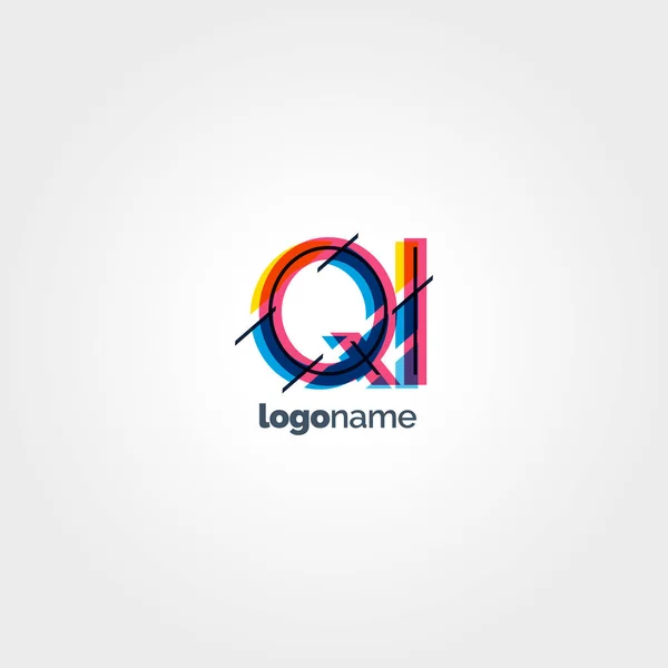 Logo Qi připojeny písmena — Stockový vektor