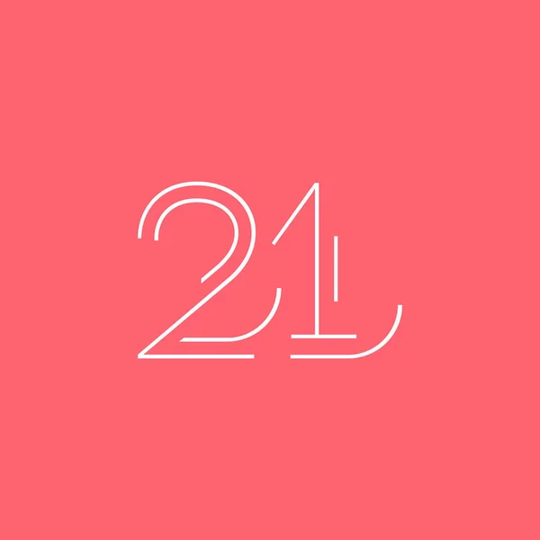 Dígito número contemporâneo 21 logotipo —  Vetores de Stock
