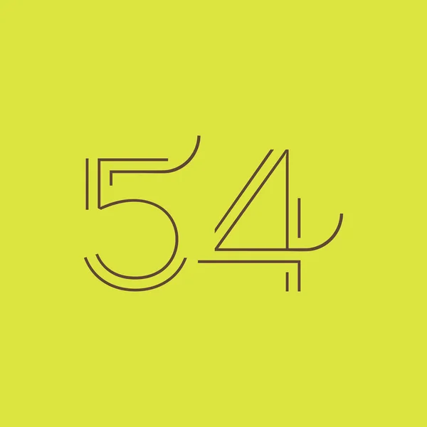 Cijfer hedendaagse nummer 54 logo — Stockvector