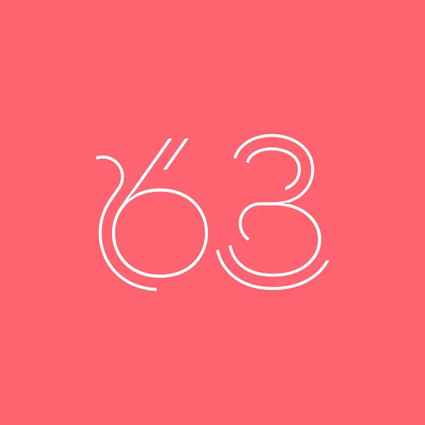 Número contemporáneo de dígitos 63 logo — Archivo Imágenes Vectoriales