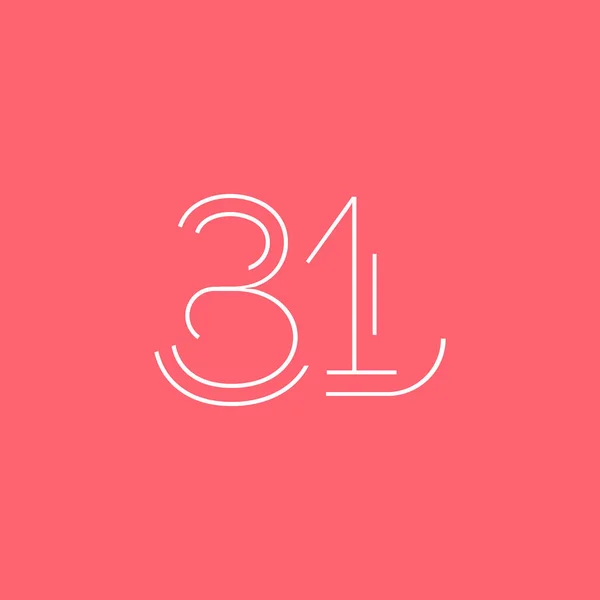 Cifra contemporanea numero 31 logo — Vettoriale Stock
