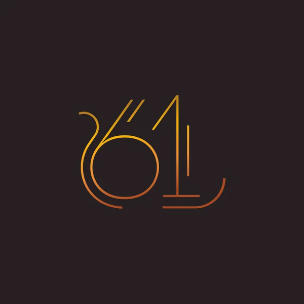 Číslice současné číslo 61 logo — Stockový vektor