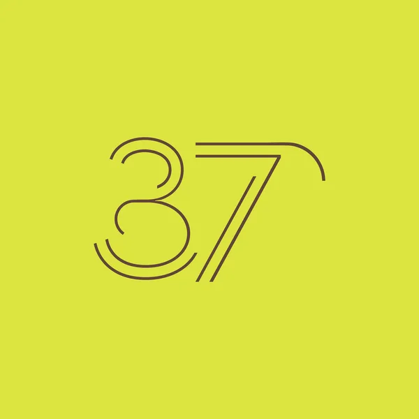 Einstellige Zahl 37 Logo — Stockvektor