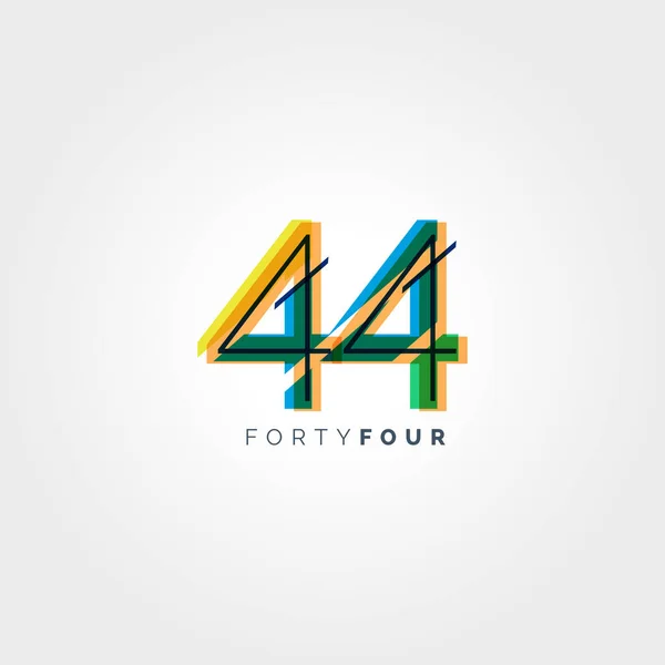 Cifra contemporanea numero 44 logo — Vettoriale Stock