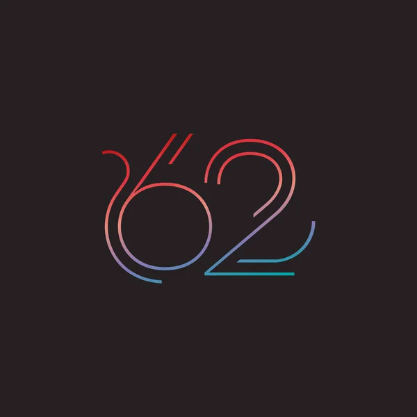 Basamak çağdaş sayı 62 logosu — Stok Vektör