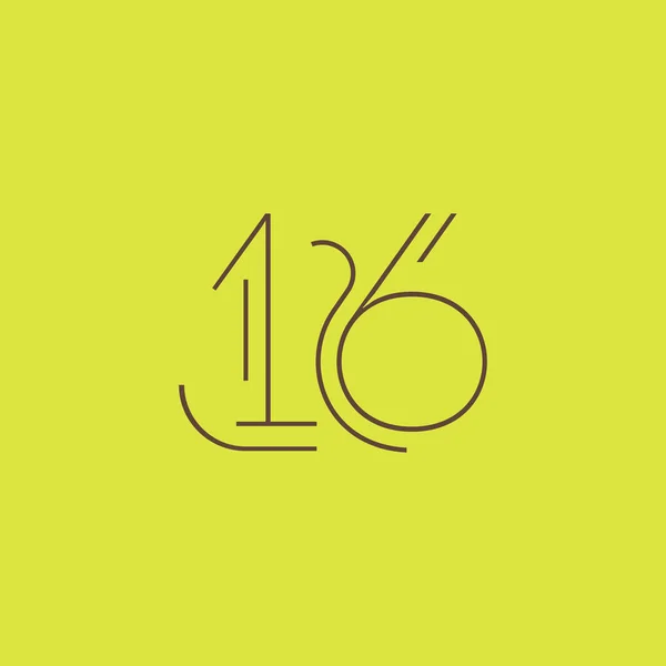 Dígito número contemporâneo 16 logotipo — Vetor de Stock
