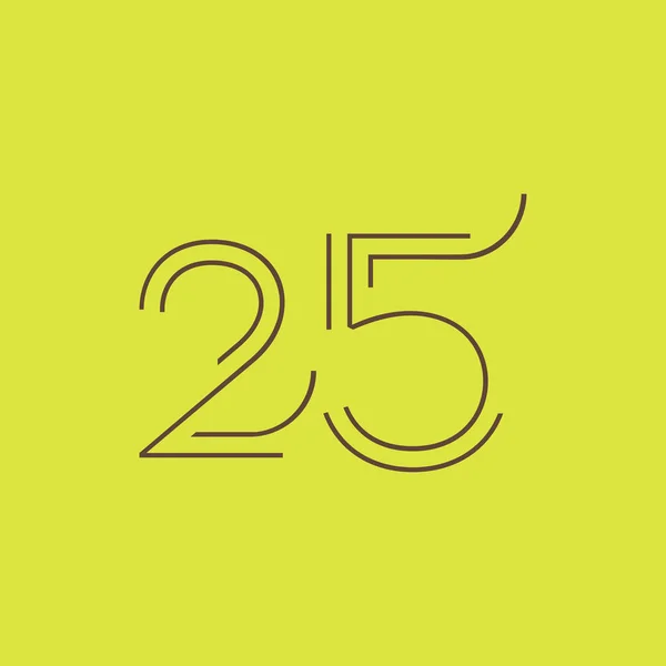 Dígito número contemporâneo 25 logotipo —  Vetores de Stock