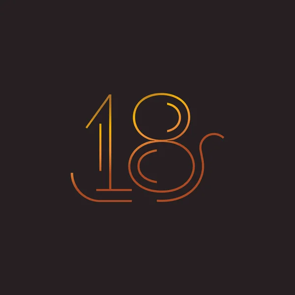 Dígito número contemporâneo 18 logotipo — Vetor de Stock