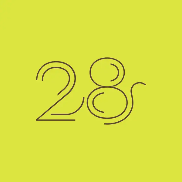 Cifra contemporanea numero 28 logo — Vettoriale Stock