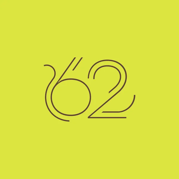 Dígito número contemporâneo 62 logotipo —  Vetores de Stock