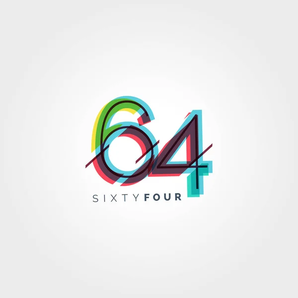 Logo de número 64 contemporáneo de dígitos — Vector de stock