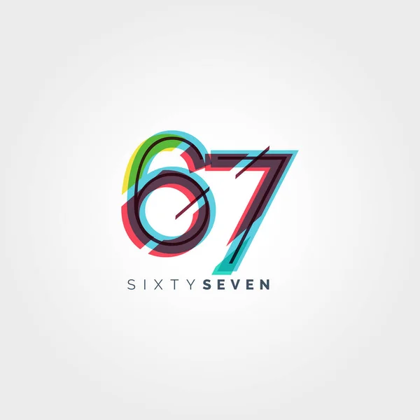 67 番号ロゴのアイコン — ストックベクタ
