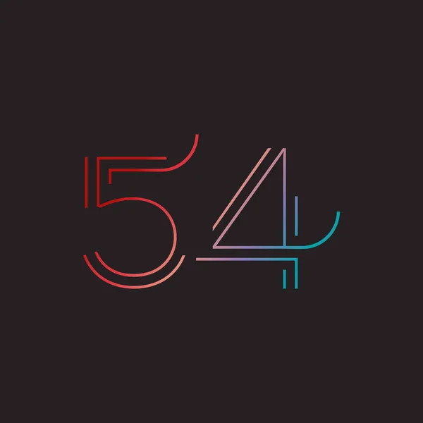 Basamak çağdaş sayı 54 logosu — Stok Vektör