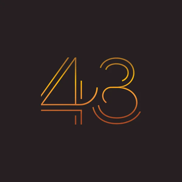 Dígito número contemporâneo 43 logotipo —  Vetores de Stock