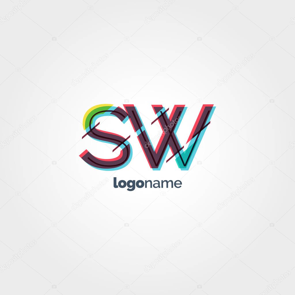 SW connected letters Company Logo template. Vector illustration, corporate identity