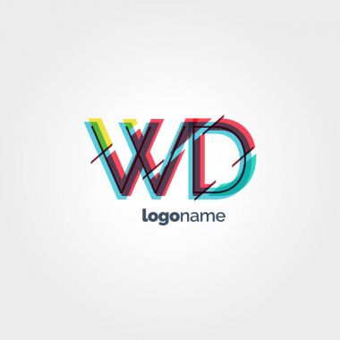 Çok renkli WD logosu mektuplar